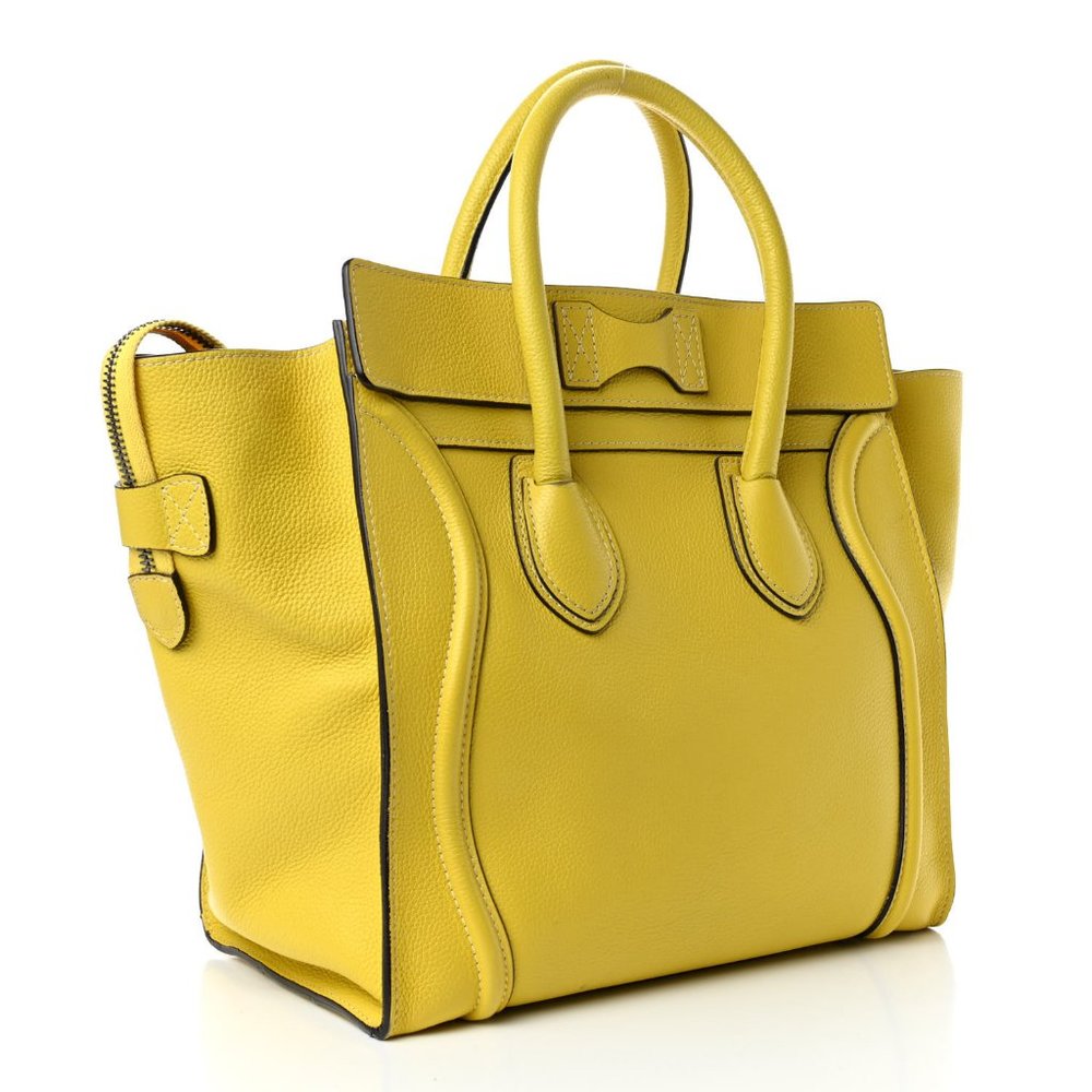 Celine Drummed Calfskin Mini Luggage Citron - AUTHENTIC